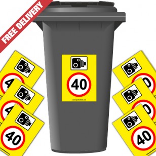 Speed Camera 40 mph Speed Reduction Wheelie Bin Stickers